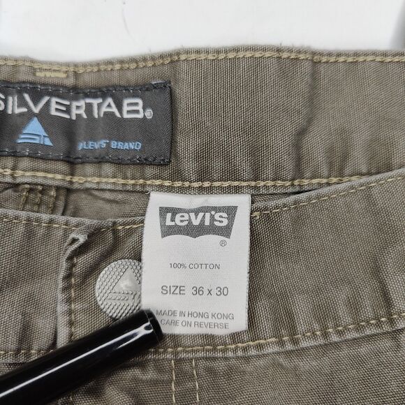 Vintage Levis Silvertab Carpenter Pants 34x27 Khaki Cotton Baggy Y2K - Picture 4 of 6